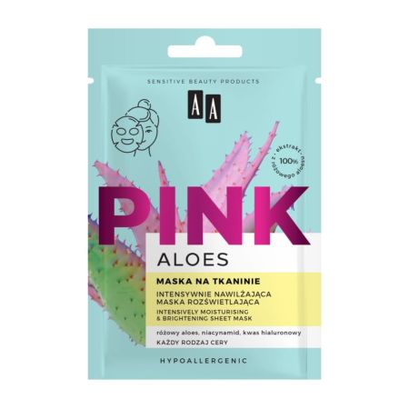 قناع قماشي مضيء ومرطب بشكل مكثف من AA Aloe Pink، 18 مل